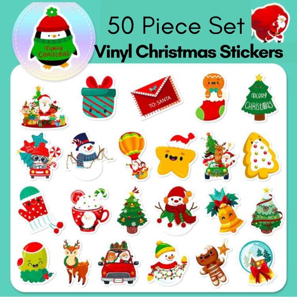 50 Piece Set Vinyl Christmas Stickers - Picture 5 of 5